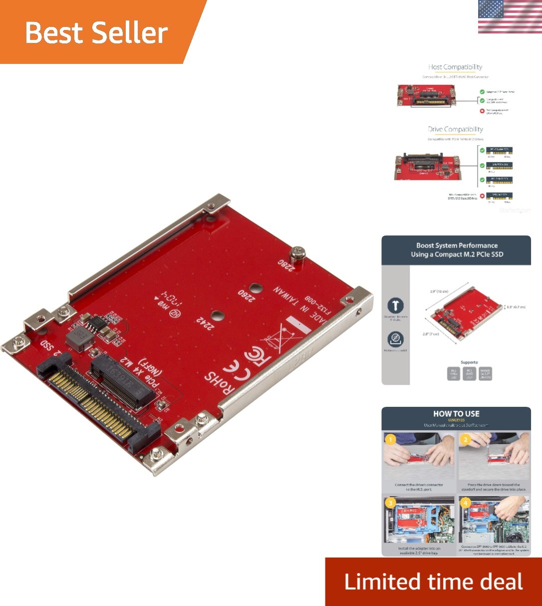 2.5in StarTech M.2 PCIe NVMe to U.2 Adapter - Easy Setup & Enhanced Performance