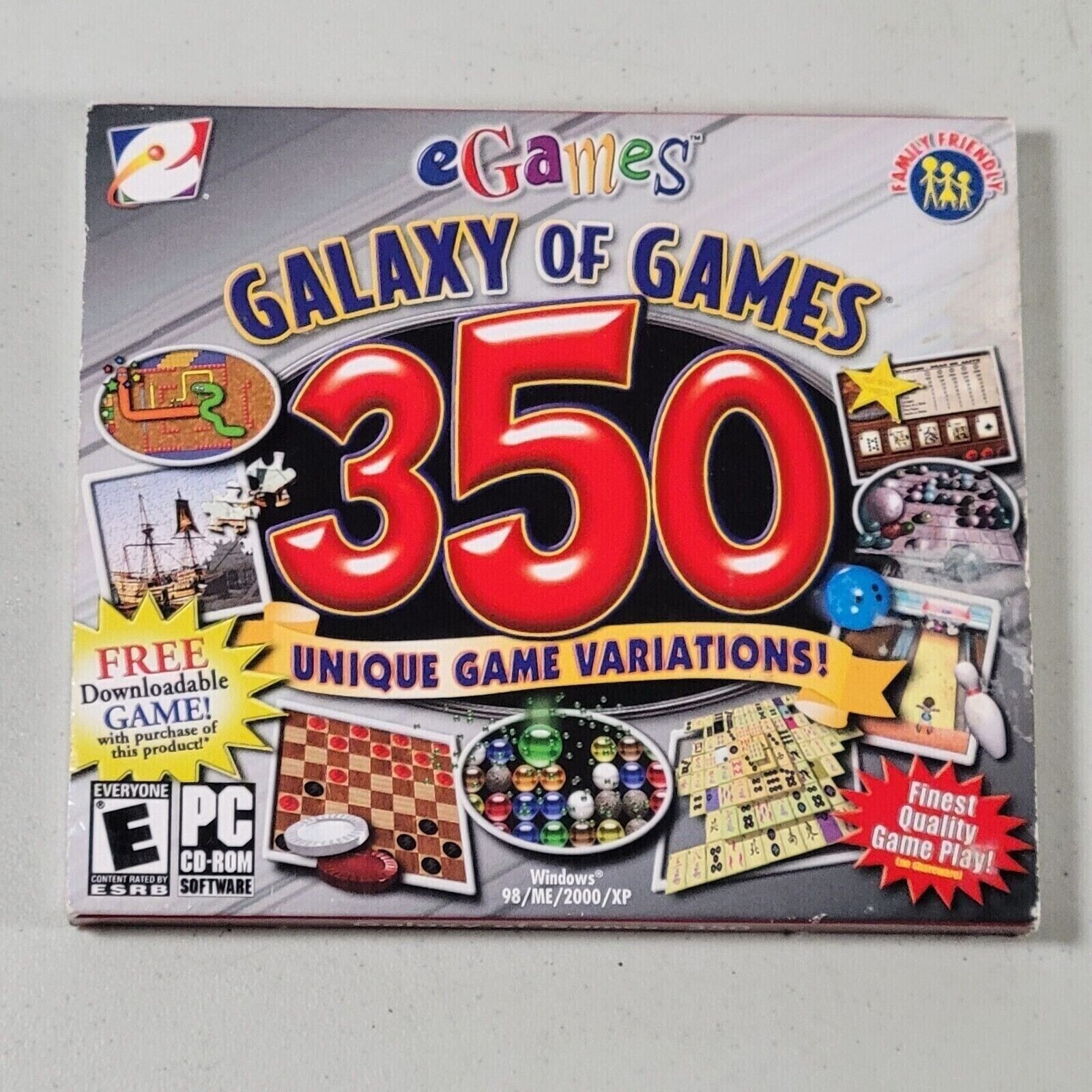 Galaxy Of Games 350 PC CD-ROM Solitaire Chess Vintage Retro Windows eGames Disc
