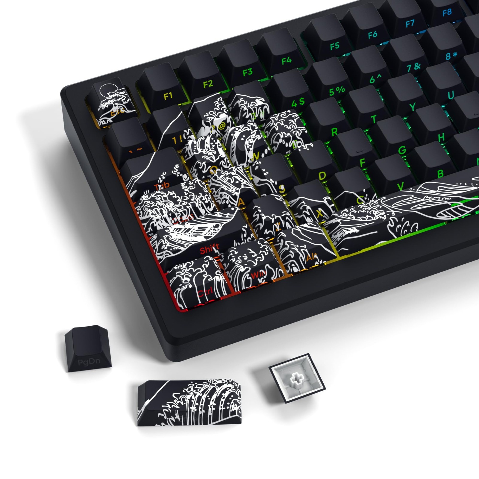 XVX Shine Through Double Shot Pbt Keycaps Side Print Kanagawa 131 Keys