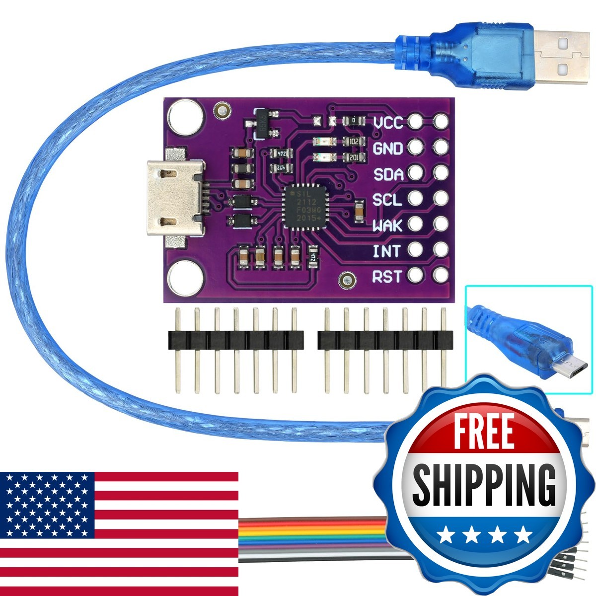 WWZMDiB CP2112 Adapter Micro USB To SMBus I2C Communication Wires