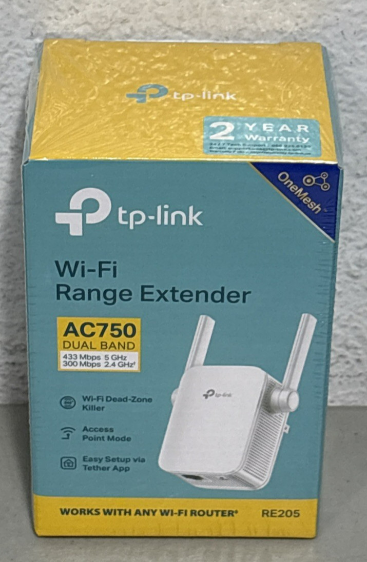 NEW TP-LINK RE205 Wi-Fi Range Extender AC750 Dual Band 0153800553 - Sealed Box