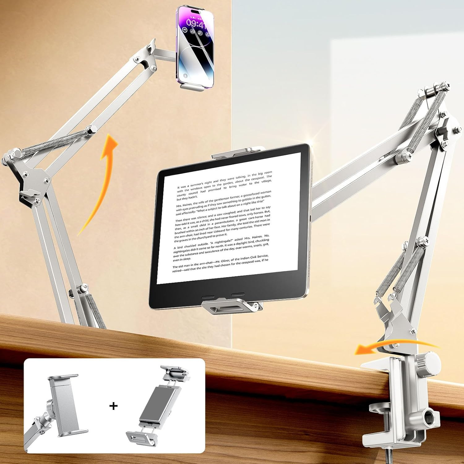 Tablet Stand Ipad Stand for Desk Mount [Ultra Sturdy 2 Clamps] Kindle