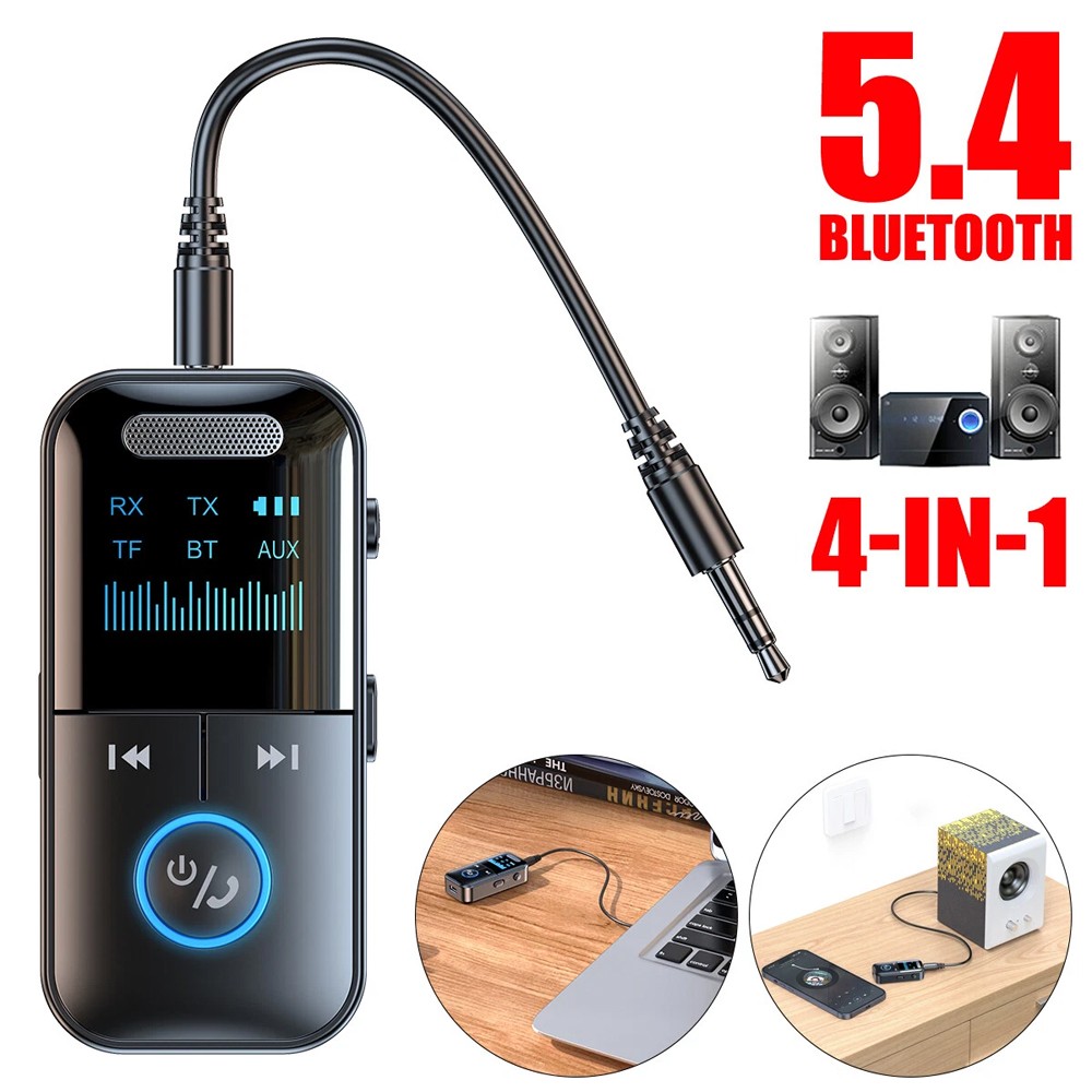 4In1 Bluetooth Audio Adapter Wireless Receiver Transmitter MP3 Player 3.5mm Aux