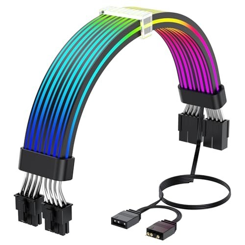 RGB PC Cables 2*8 pin PSU Extension Cable 5V 3Pin Sync ARGB Black