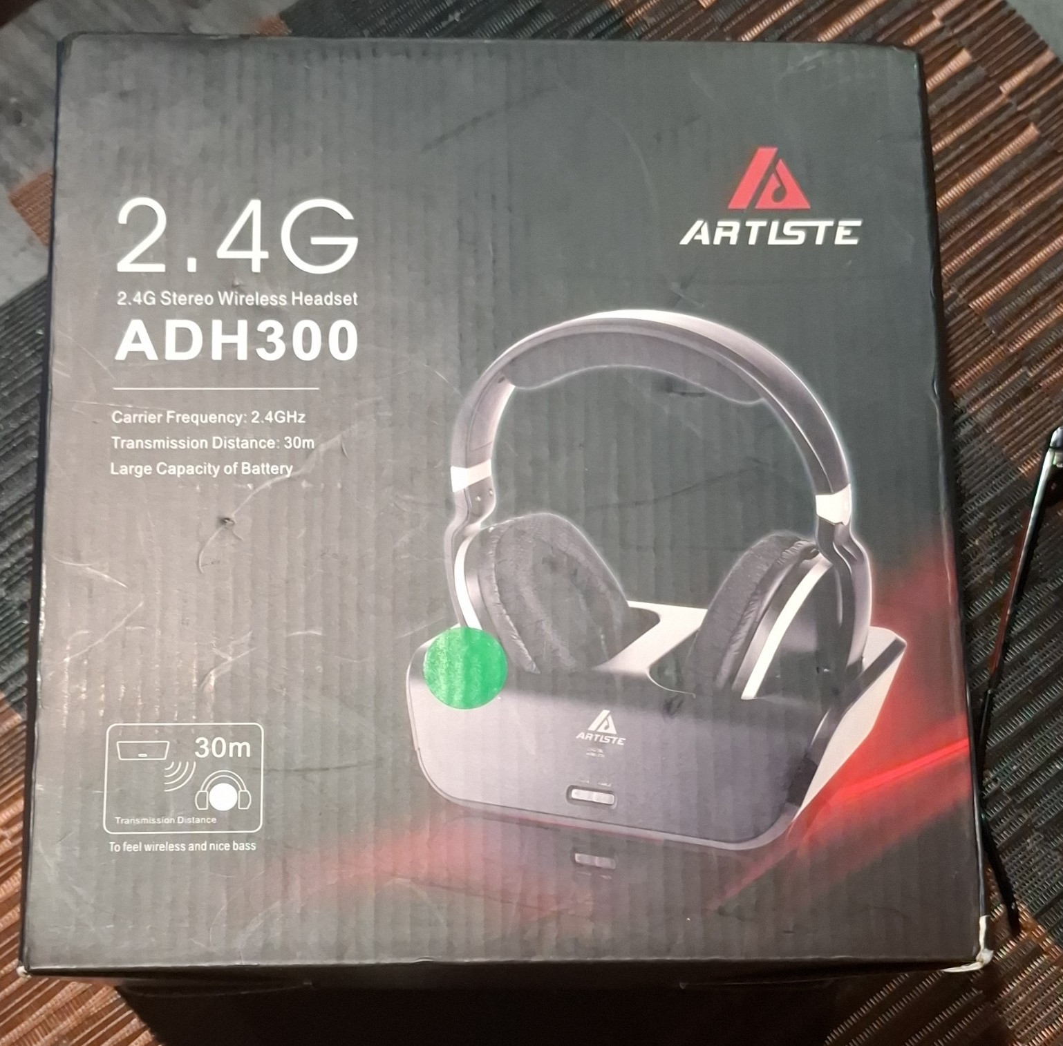 ARTISTE ADH300 2.4GHz RF Stereo Wireless Over-Ear Headset, Adjustable, Black