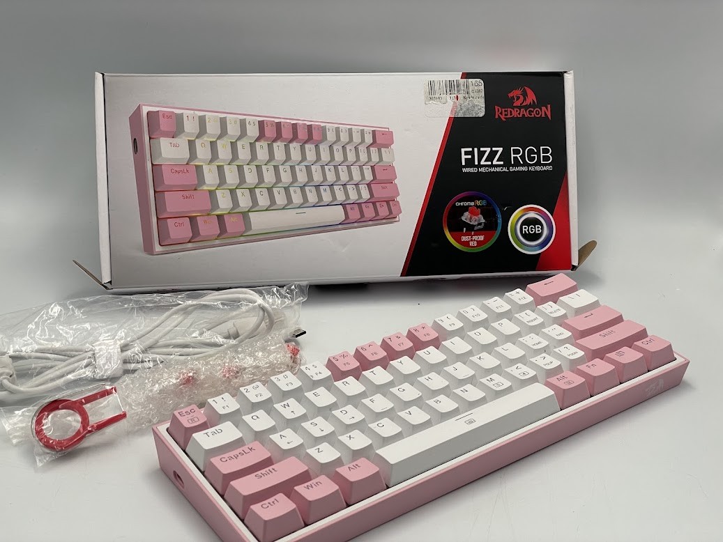 Redragon MCK617 Fizz 60% Compact RGB Wired Mechanical Keyboard - White/Pink