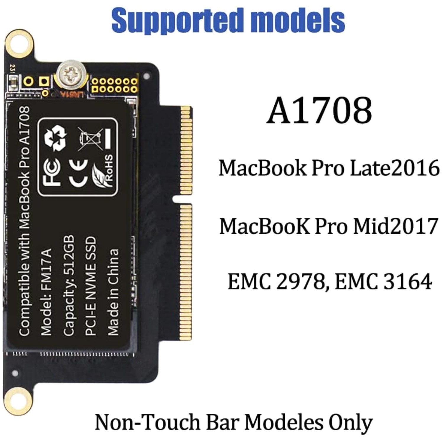 Fast 512GB NVME SSD for MacBook Pro Retina A1708 +DIY Tools