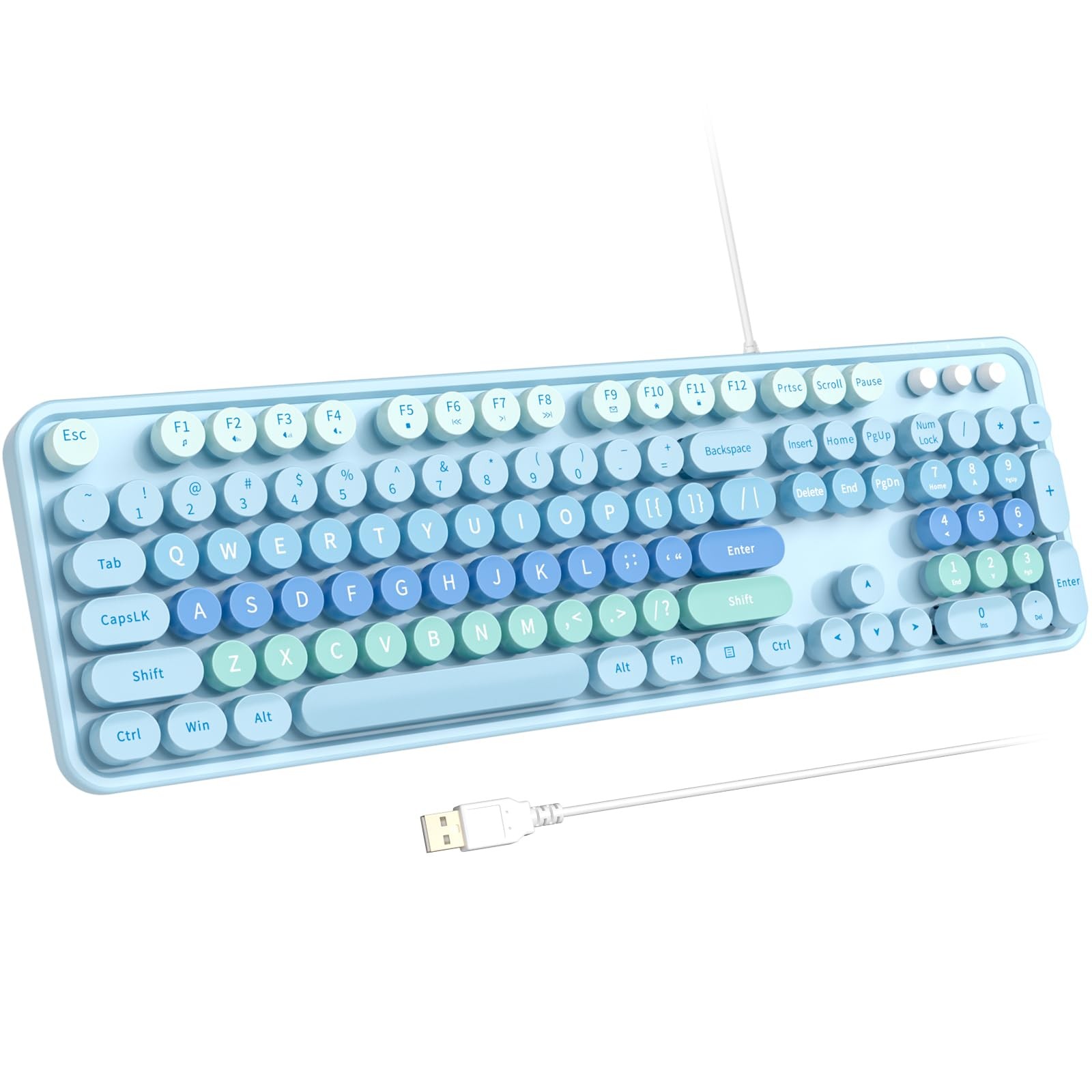 Large Print Keyboard, USB Wired Computer Keyboard with Retro Keycaps, Numeric...