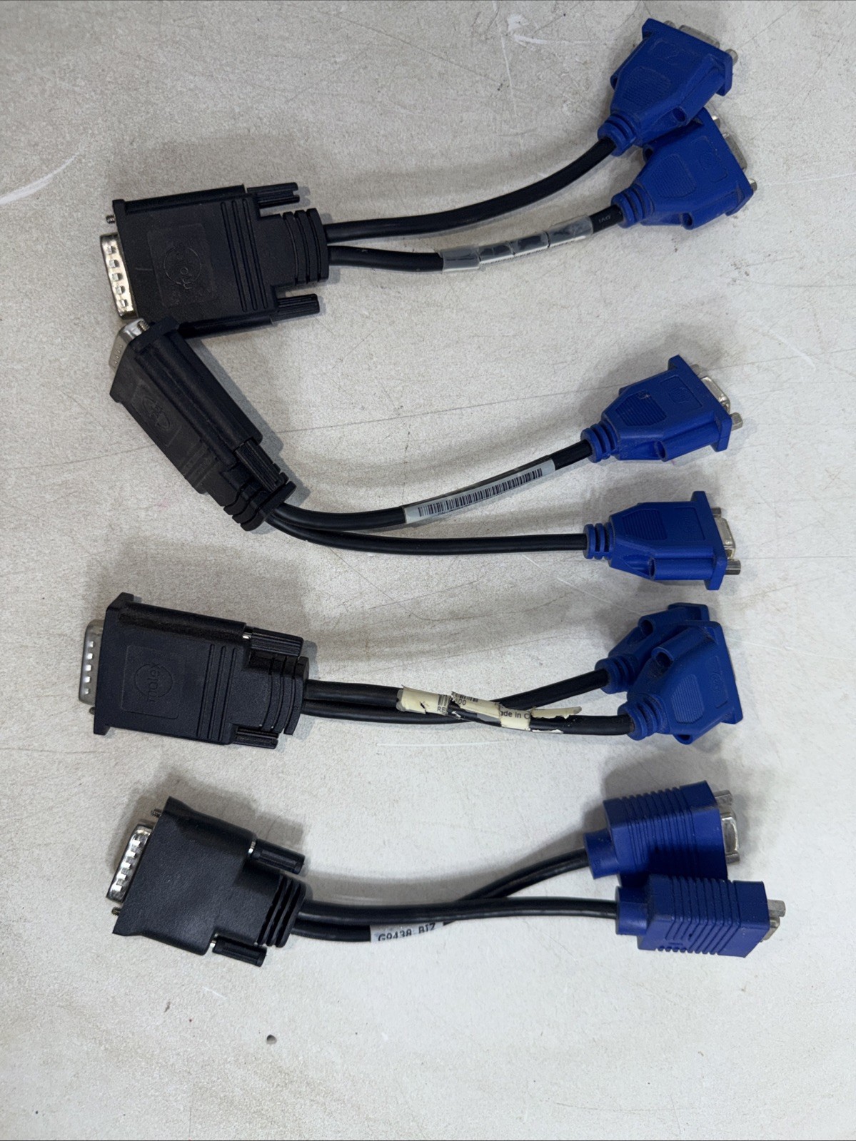 Lot If 4  Used Dual 2 VGA Splitter Adapter Cable
