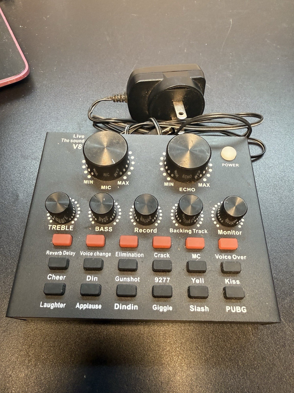 Live The Sound Card V8 Audio Mixer Sound Effects With Power Supply. Works