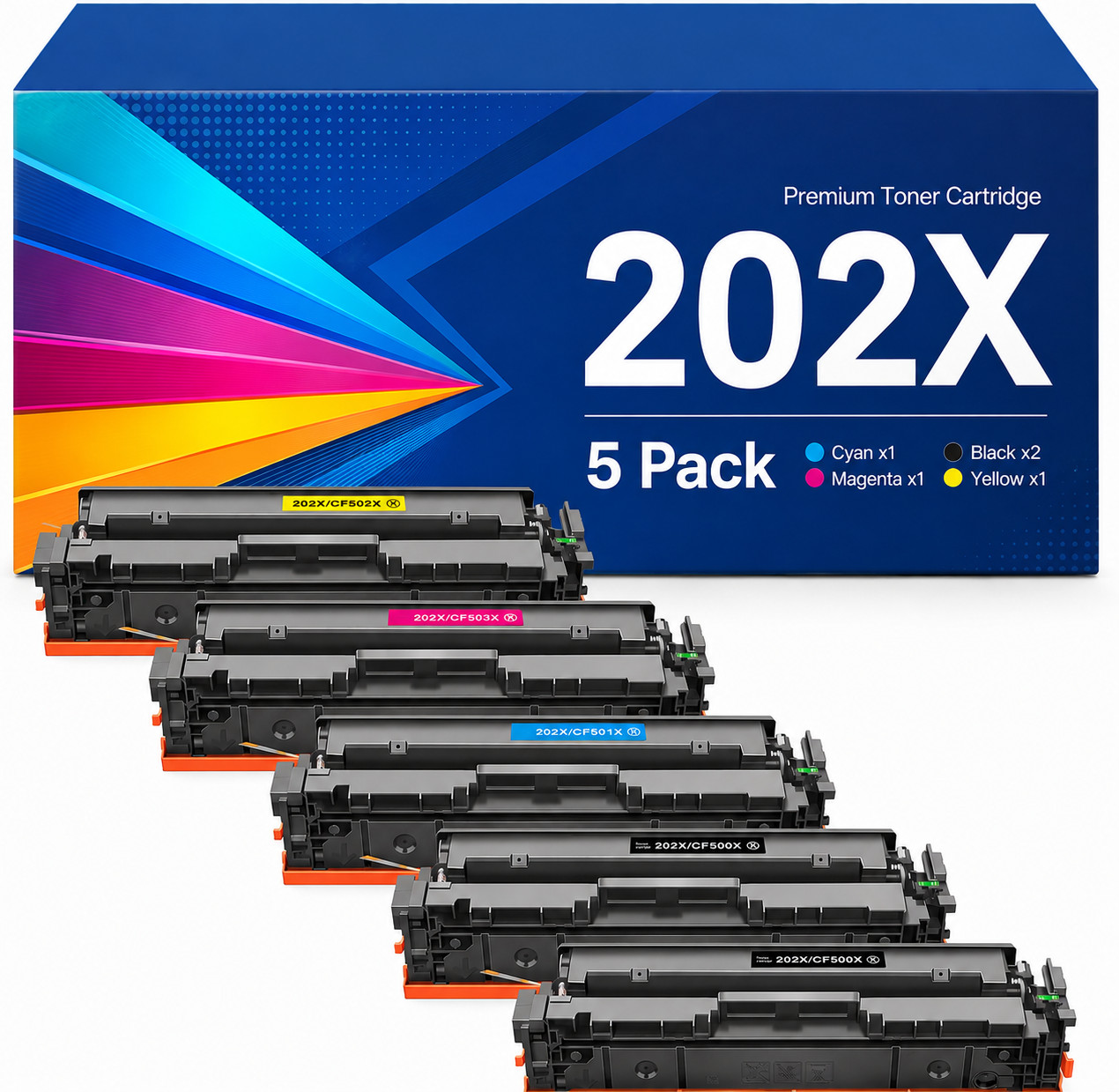 5PK 202X CF500X Toner Compatible For Color LaserJet ProMFP M281fdw M280 M254nw