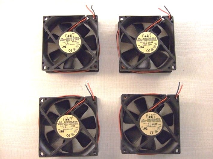 LOT OF 4 - ADDA 12V DC 80mm x 80 mm x 25mm FAN CPU power supply AD0812HS-A70GL