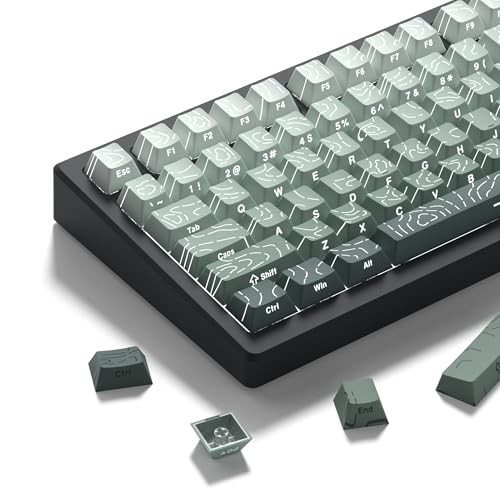 134 Keycaps Set PBT Topographic Shine Through Keycaps for Mechanical Keyboard