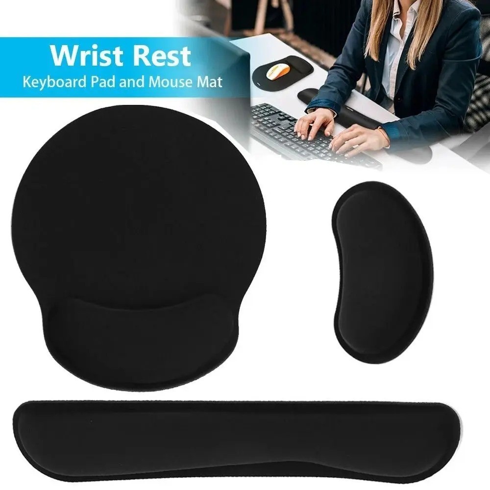 2Pc Premium Memory Foam Keyboard Wrist Support Bar and Mouse Wrist Rest Pads Set
