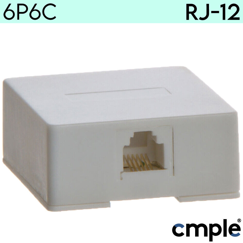 RJ12 Surface Mount Box 4P4C1 Port Telephone Keystone Jack Mount FAX Wall Box