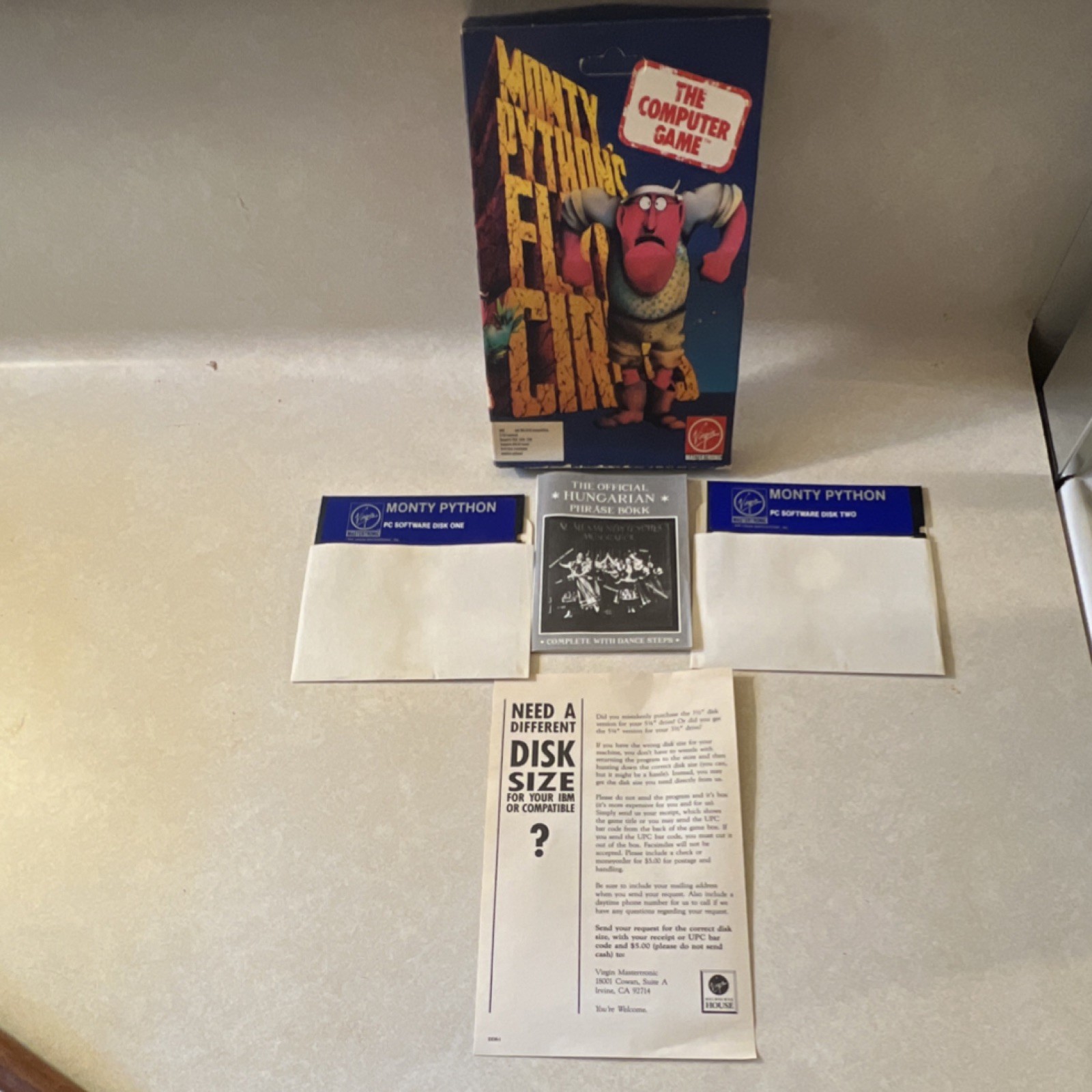 Virgin Mastertronic Monty Python's Flying Circus Game MS-DOS 5.25" Vintage