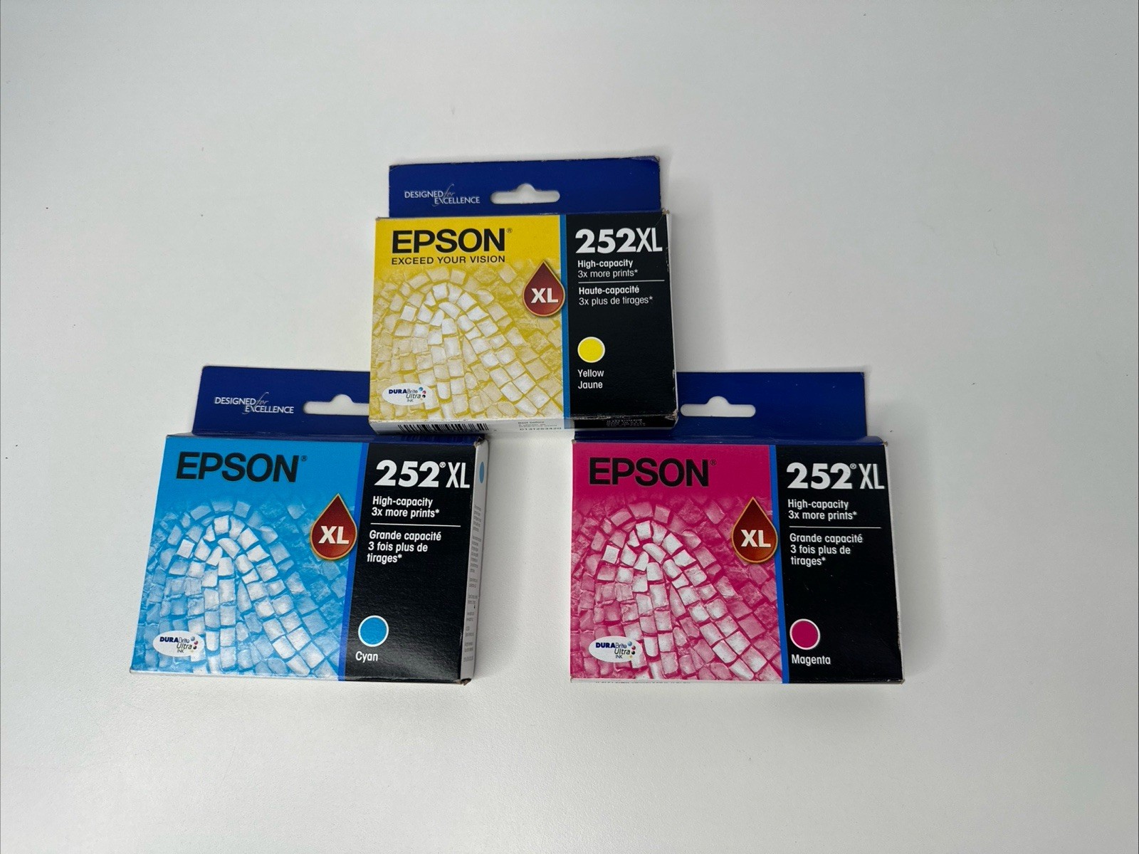 Epson 252XL Ink Cartridges Set Cyan Magenta Yellow High Capacity 252 XL Genuine