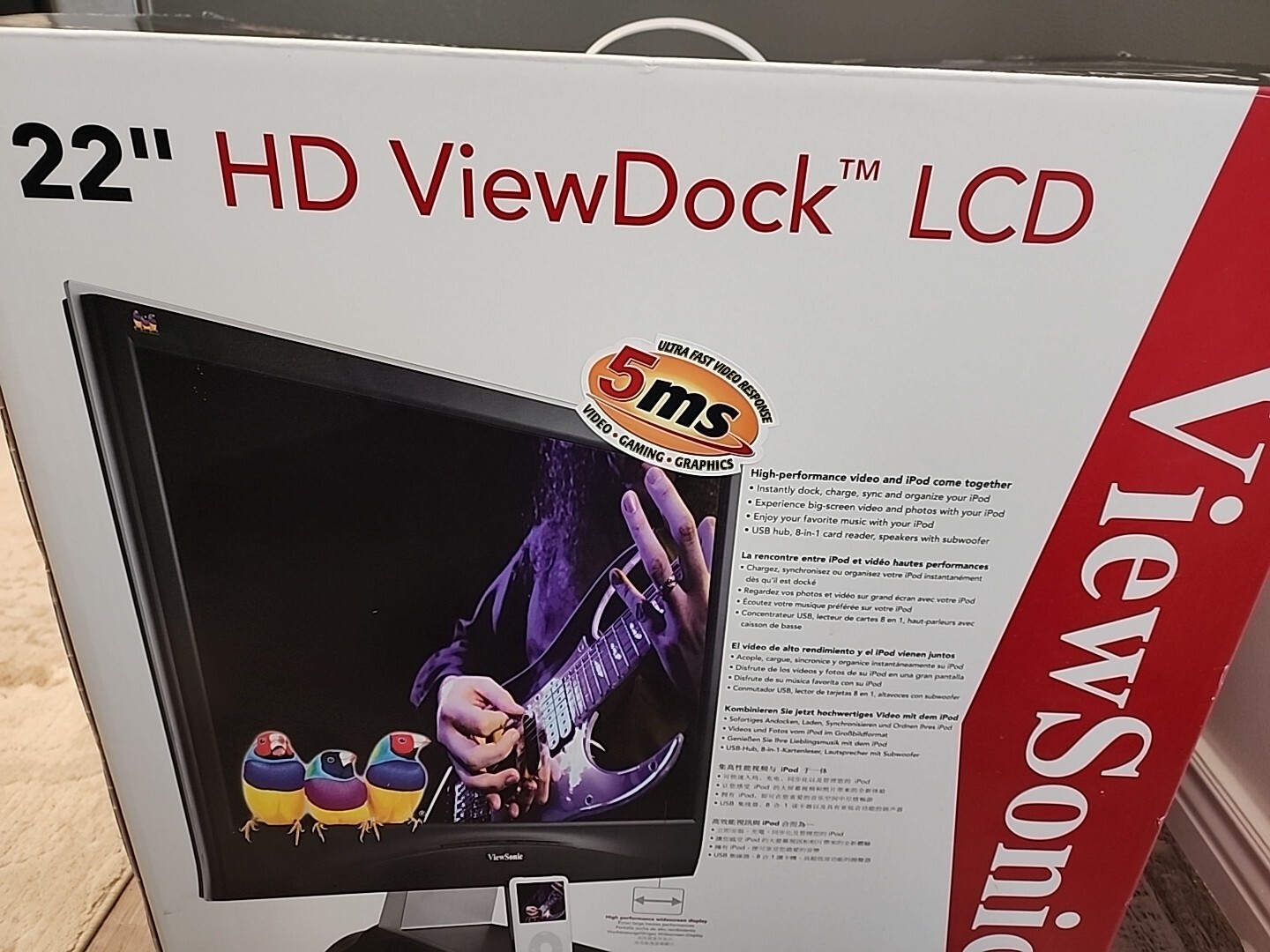 ViewSonic HD ViewDock VX2245wm 22" Widescreen LCD Monitor iPod Speaker Dock  