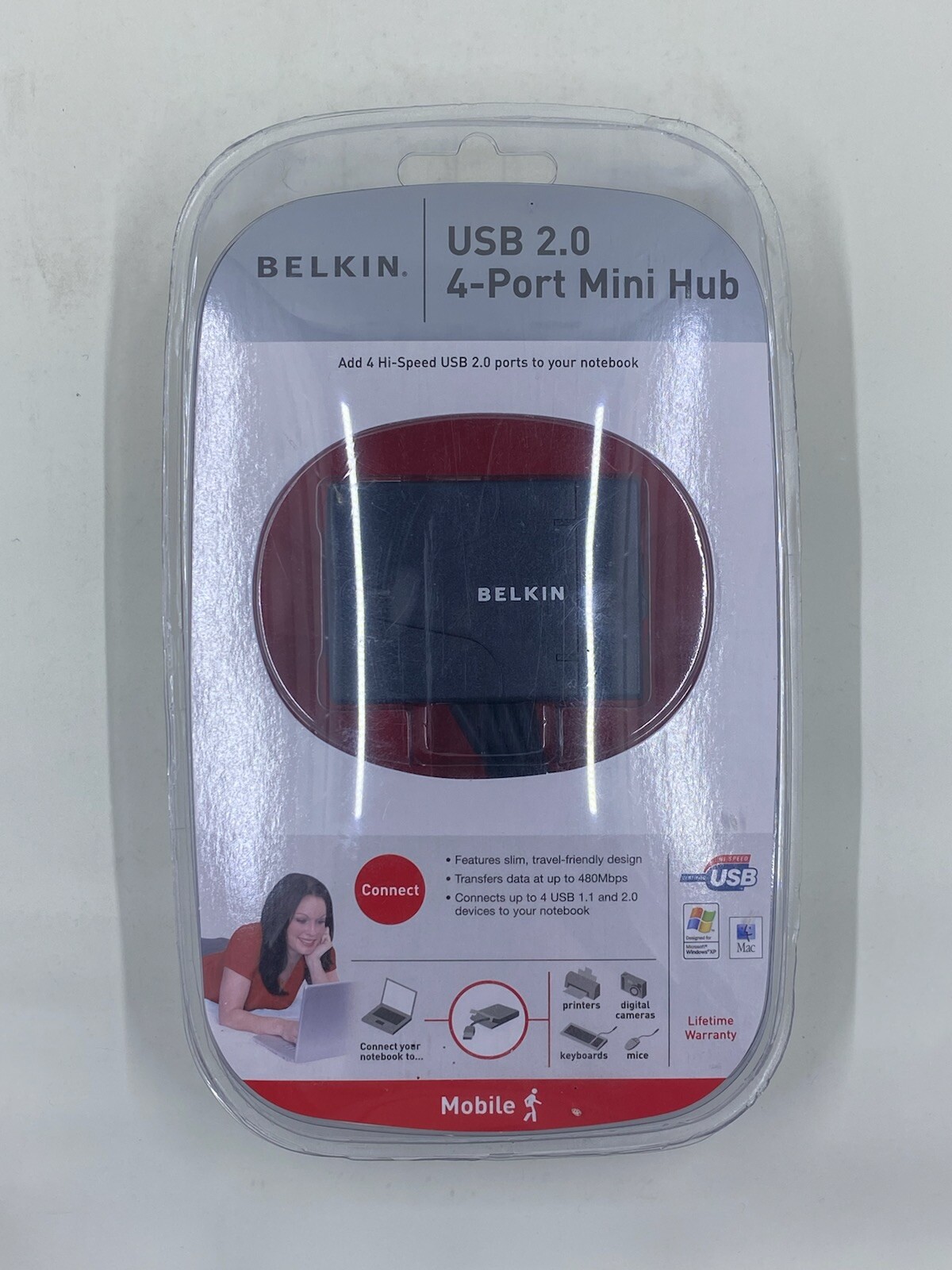 BELKIN USB 2.0 / 4-PORT Mini Hub P47182 Multi Use Mobile Travel Mini Hub NEW