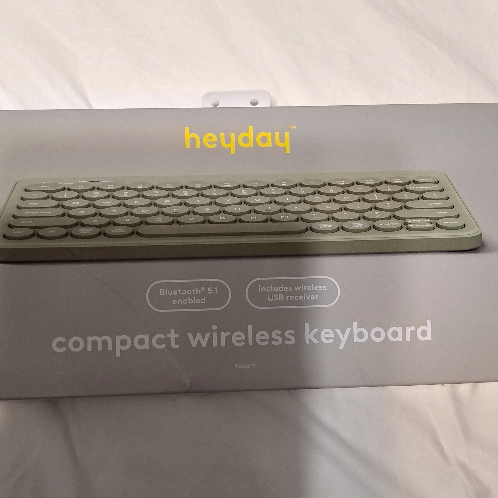 heyday Compact Wireless Keyboard Bluetooth 5.1 Green USB Receiver.   Still new