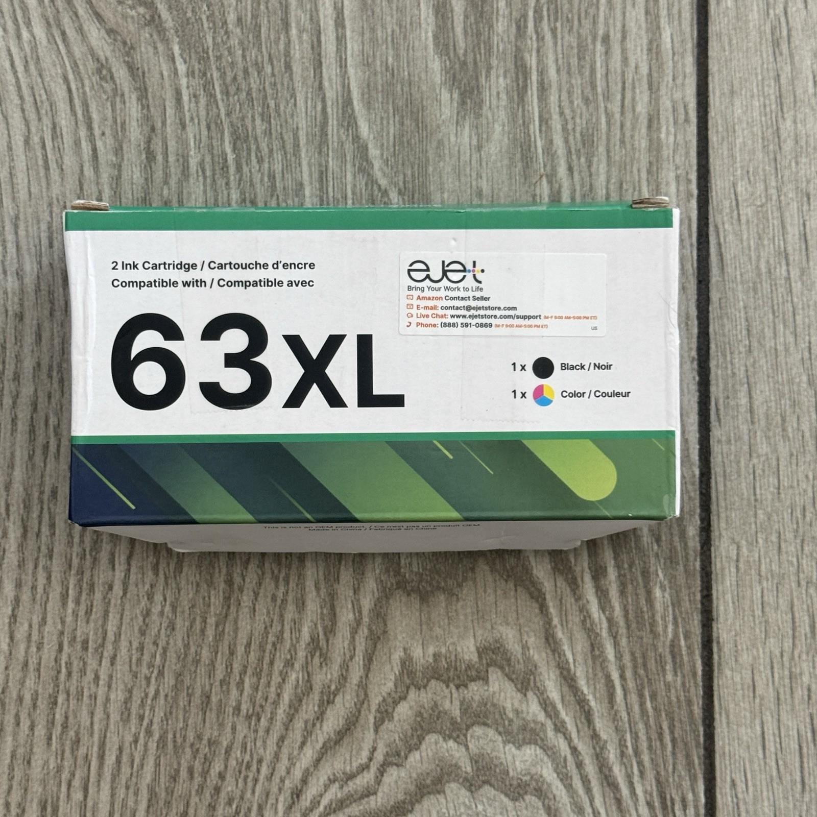 ejet 63XL Compatible Ink Cartridge Black Tri-Color for HP Inkjet Printer
