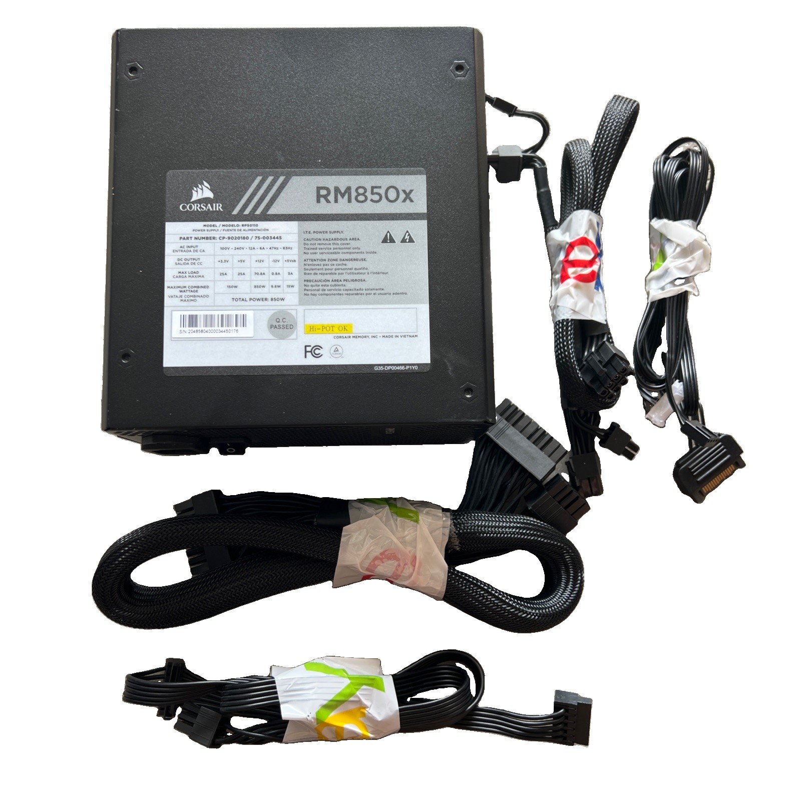 Corsair RM850x Power Supply RPS0110 Unit CP-9020180 with Cables