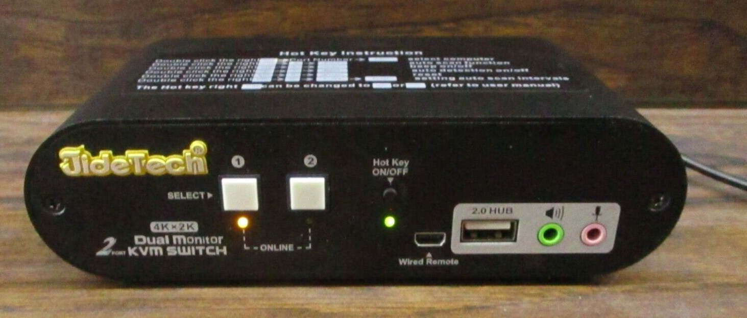 Jidetech 4Kx2K @60Hz 2 Port Monitor KVM Switch Box HDMI USB