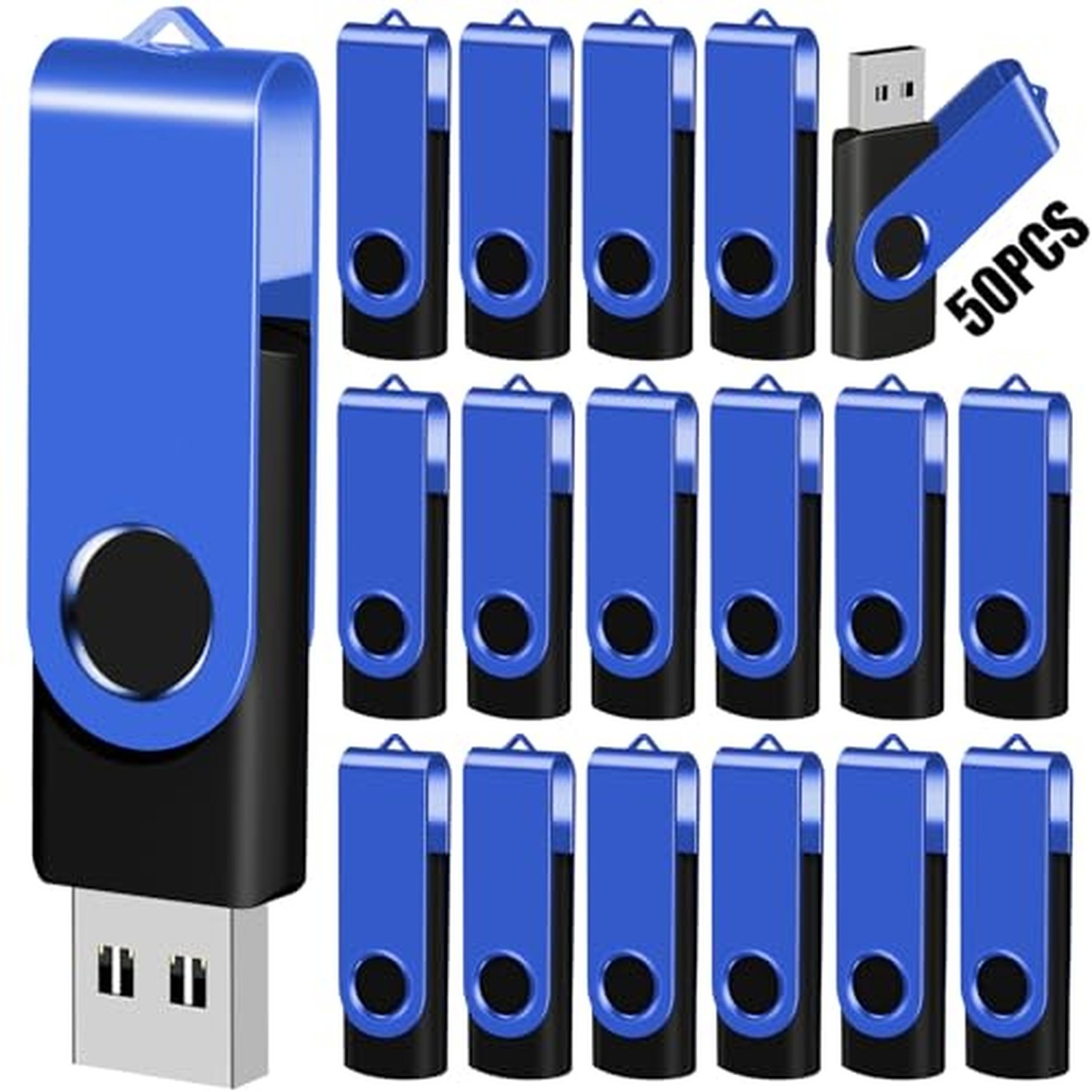 512MB 50-Pack USB Flash Drives Bulk EASTBULL USB 2.0 Thumb Drive,Blue 512MB
