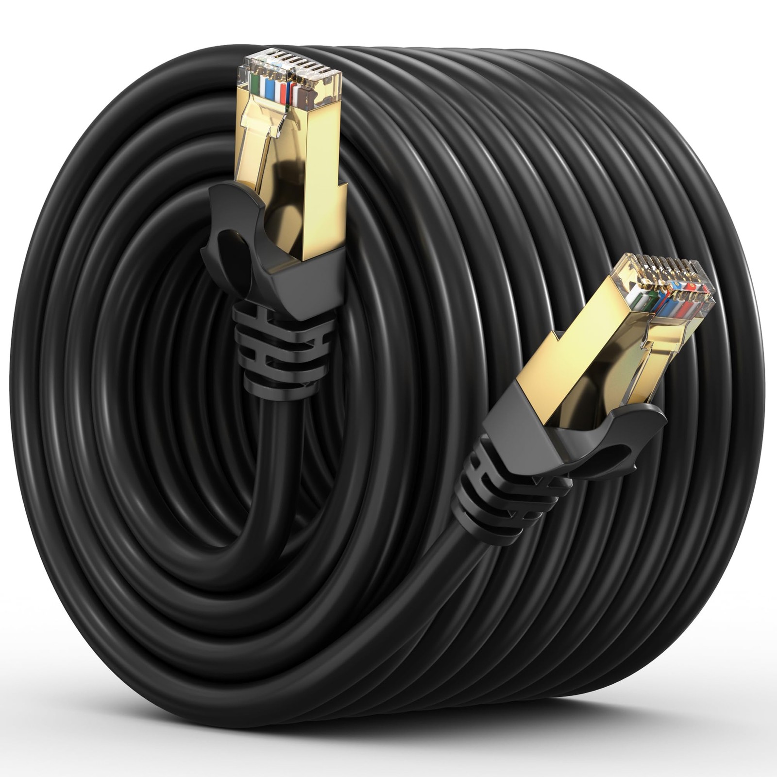 Cat 7 Ethernet Cable 100 ft High Speed Internet LAN Network Patch Cord Black