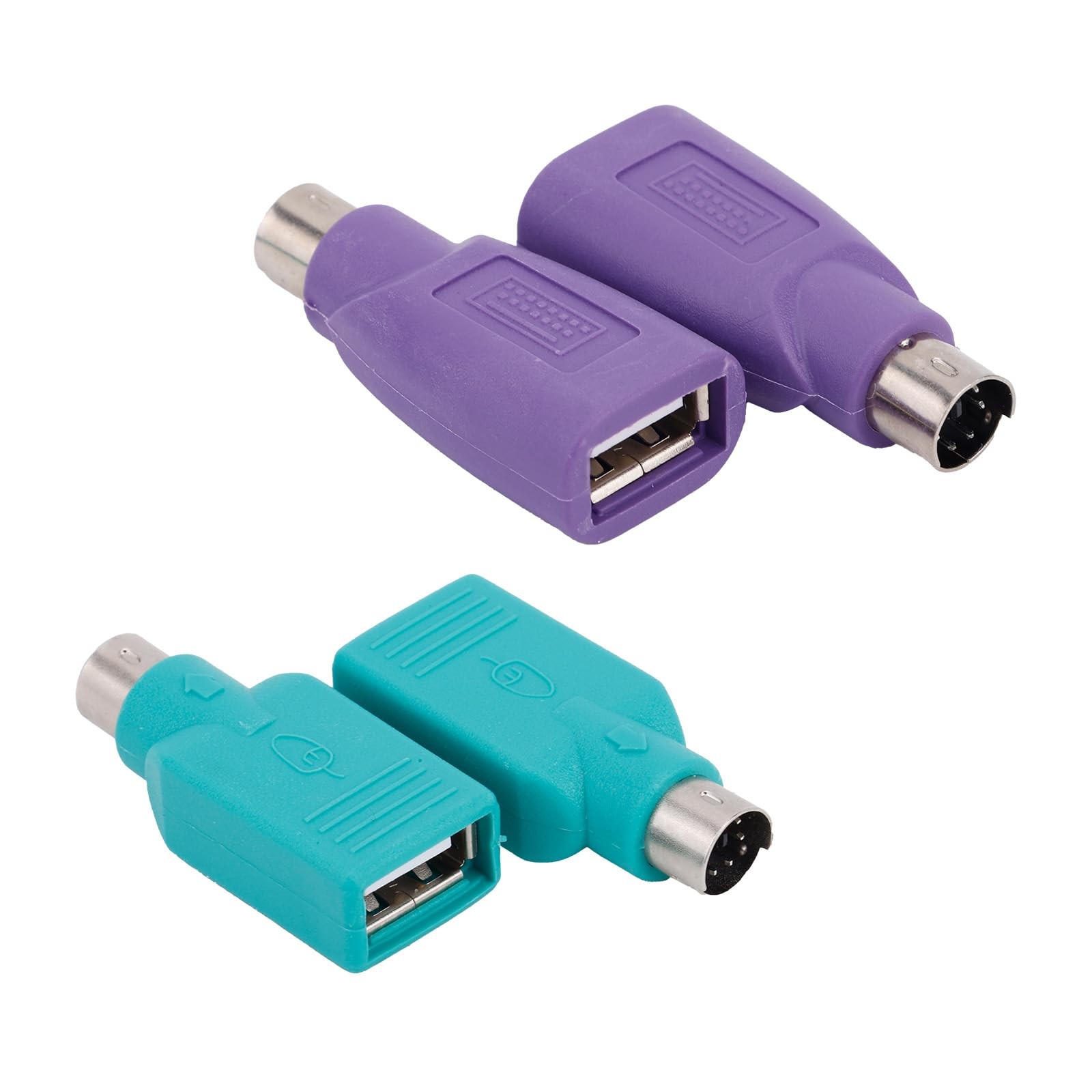 4pcs PS/2 to USB A Adapters, PS/2 to USB A Converter (2 Colors) Durable PS/2 to