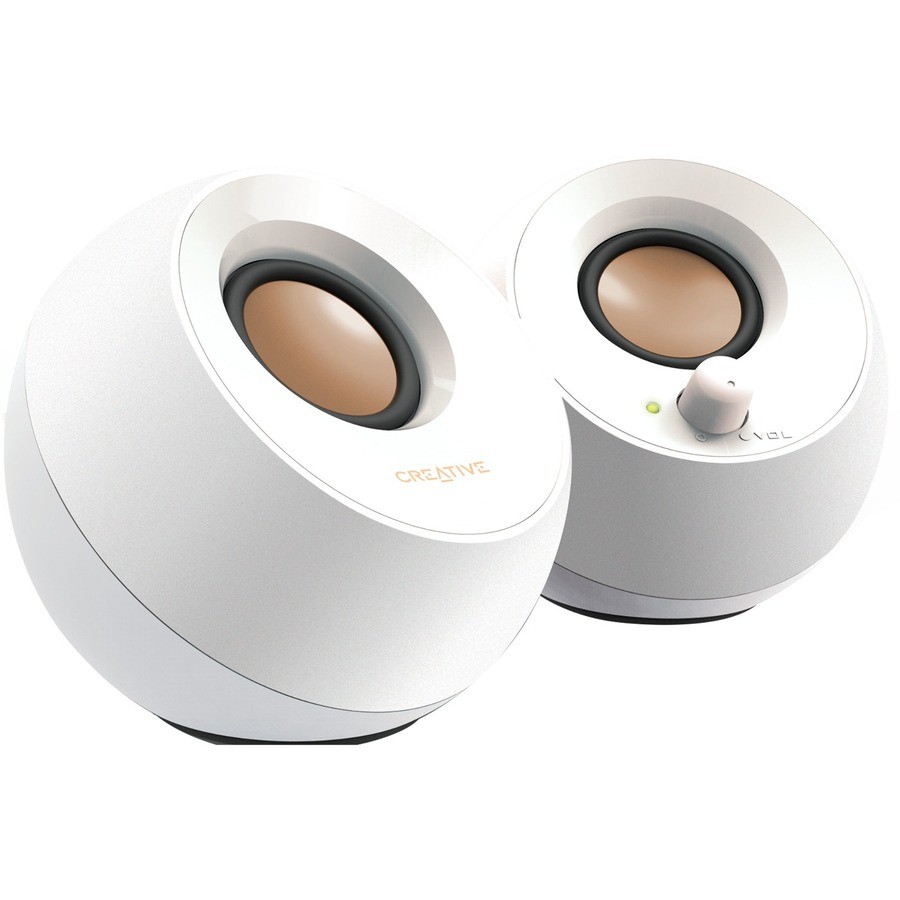 Creative Pebble 2.0 USB-Powered Desktop Speakers with Far-Field Drivers - White
