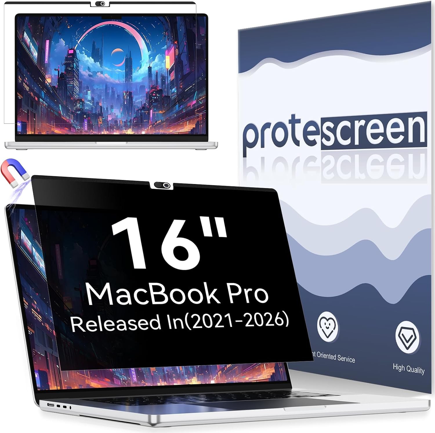 Removable Magnetic Privacy Screen Shield for MacBook Pro 16 in (2021-2026)