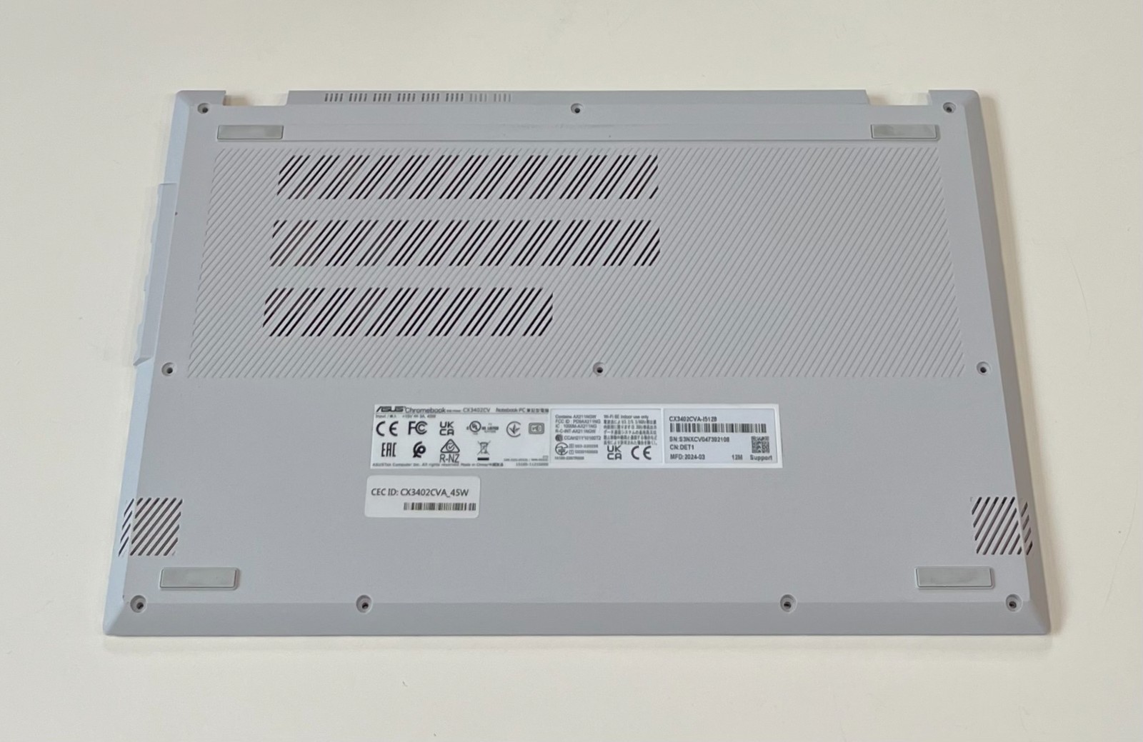 Asus Chromebook Plus CX3402CV Bottom Base Cover White 13N1-HSA0701 Genuine Part