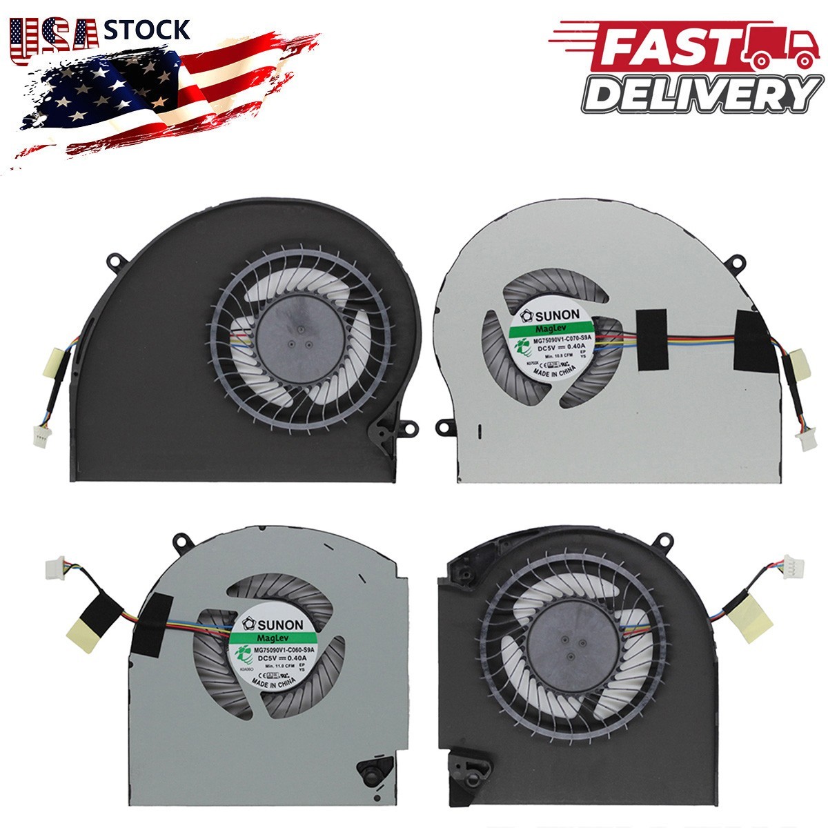 1 Pair CPU+GPU Cooling Fan for Dell Alienware 17 R4 R5 P31E ALW17C Laptop US