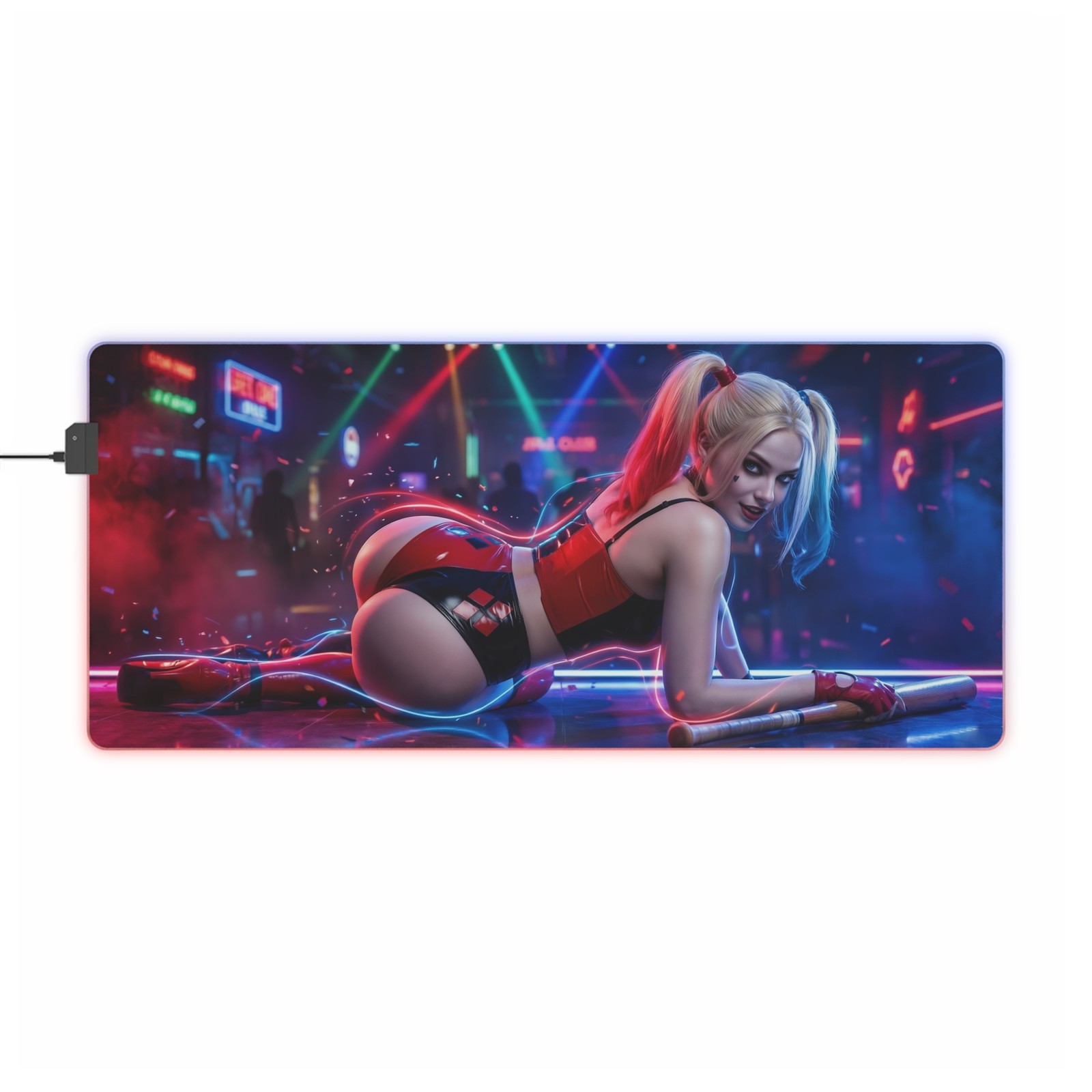 Harley Quinn Mouse Pad, DC Comics LED RGB Desk Mat, Gift for Gamer
