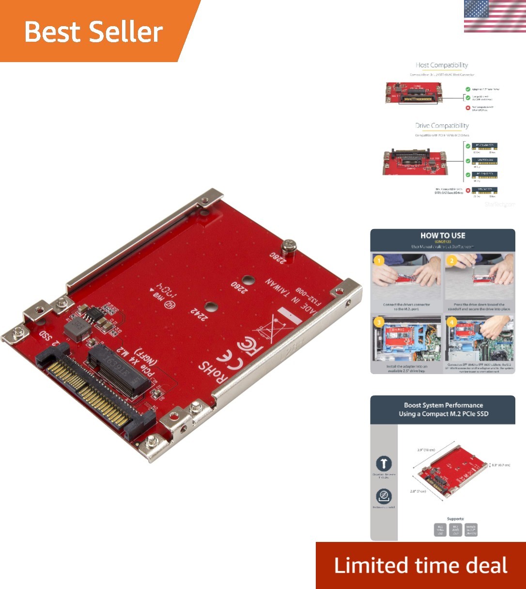 High-Speed M.2 PCIe to U.2 Adapter, 2.5in - Upgrade Your Server Performance