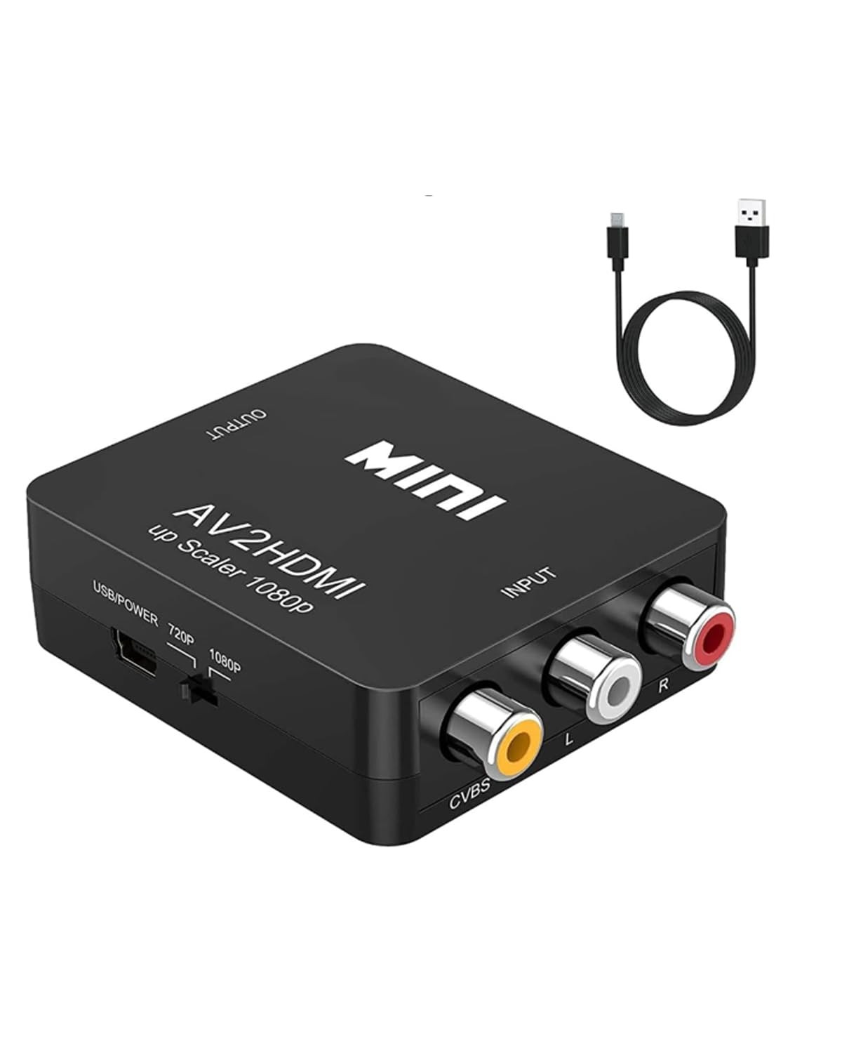 ABLEWE RCA to HDMI,AV HDMI Converter, 1080P Mini Composite CVBS Black 