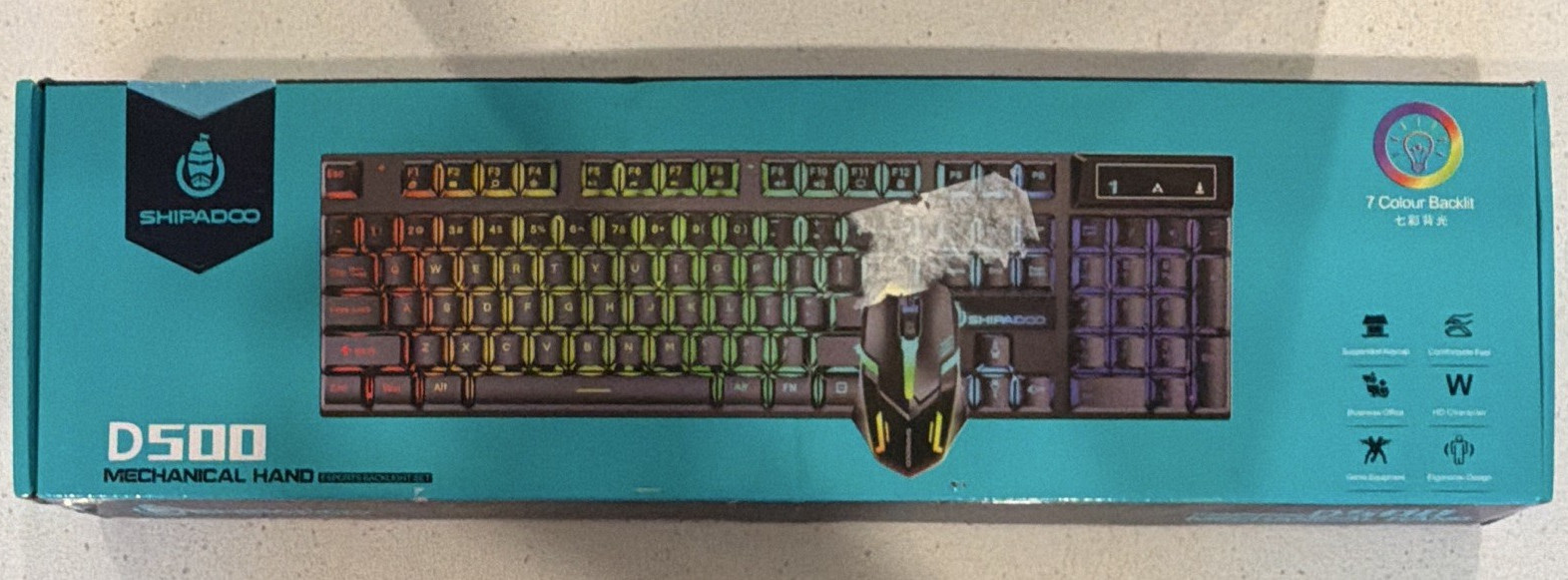 SHIPADOO D500 Mechanical Wired Keyboard & Mouse Bundle, Illuminated Multimedia
