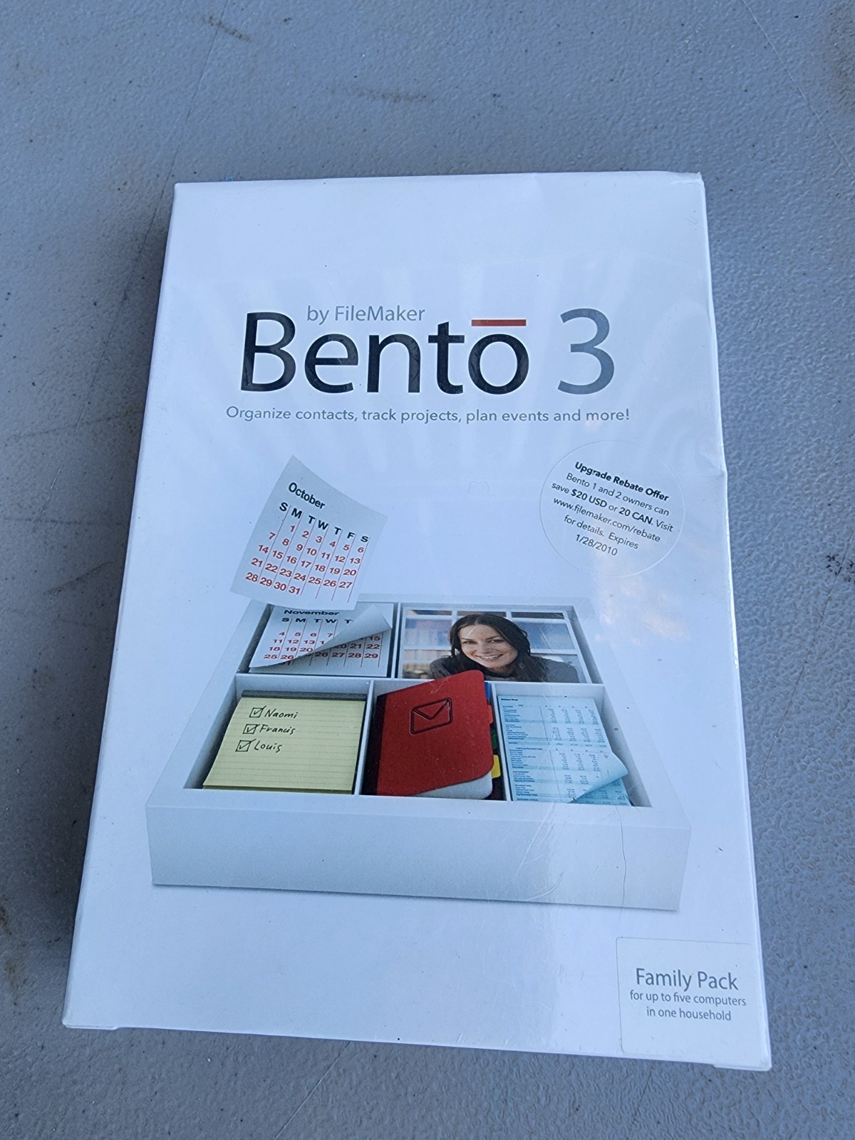 Vintage FileMaker Bento 3 Family Pack Personal Database Mac Software TW346LL/A