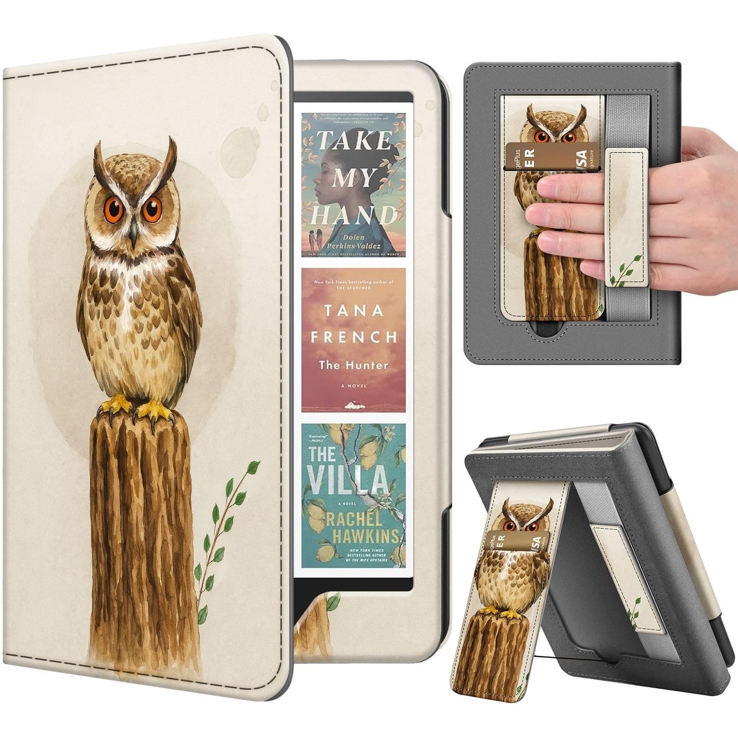 TNP Kindle Paperwhite 12th Gen Case with Stand, Hand Strap, Owl in the Tree