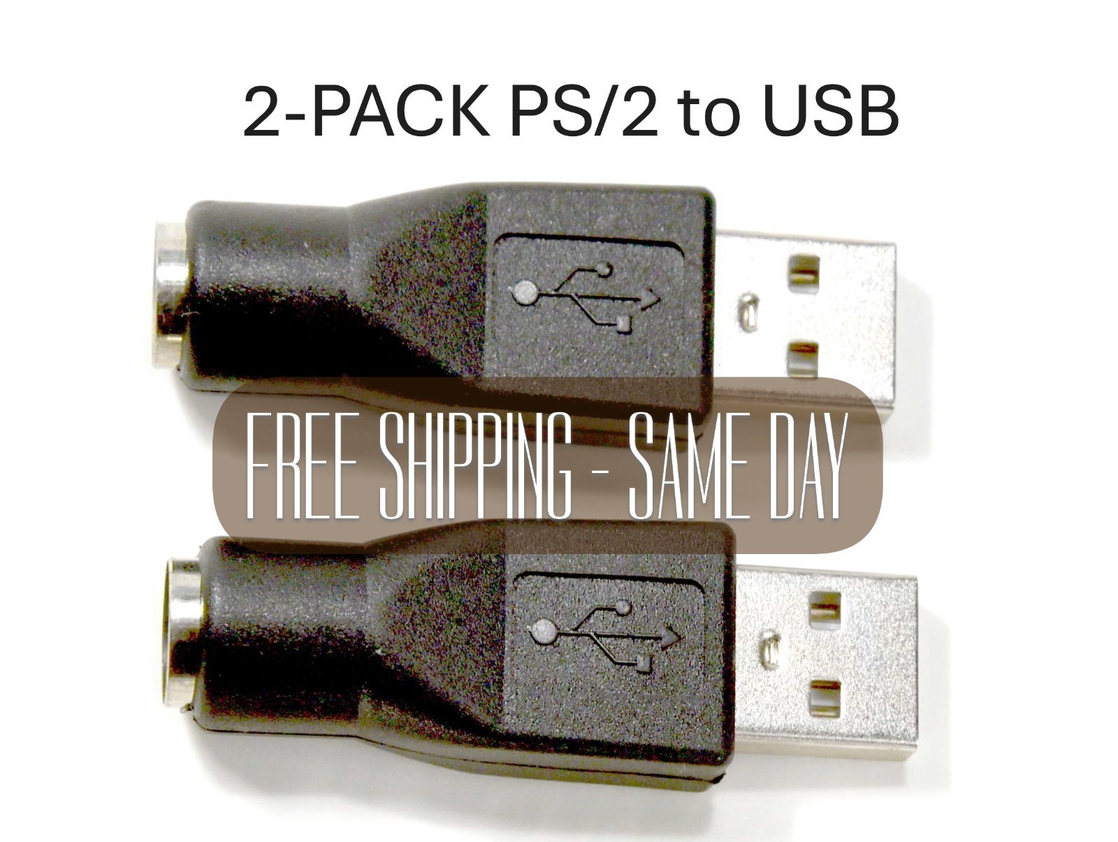 PS/2 to USB 2.0 Adapter Converter Keyboard Mouse PS2 Female USB Male 2 Pack