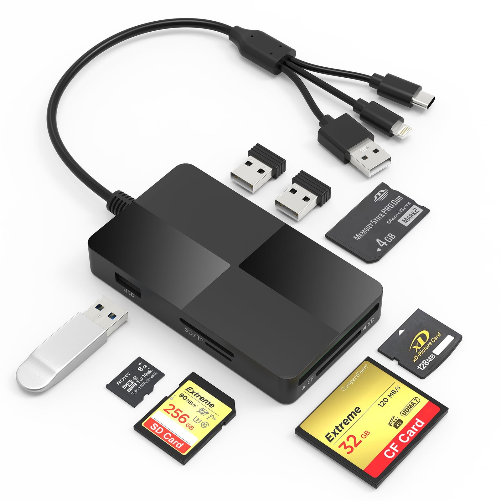 Memory Stick pro Duo Adapter Reader  8 in 1 SD/TF/MS/CF/XD Card Reader for iP...