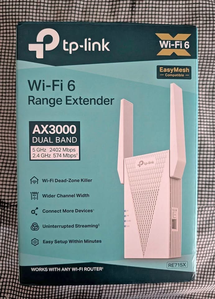 TP-Link AX3000 WiFi 6 Range Extender RE715X Easy Mesh Dual Band  - New/Open Box 