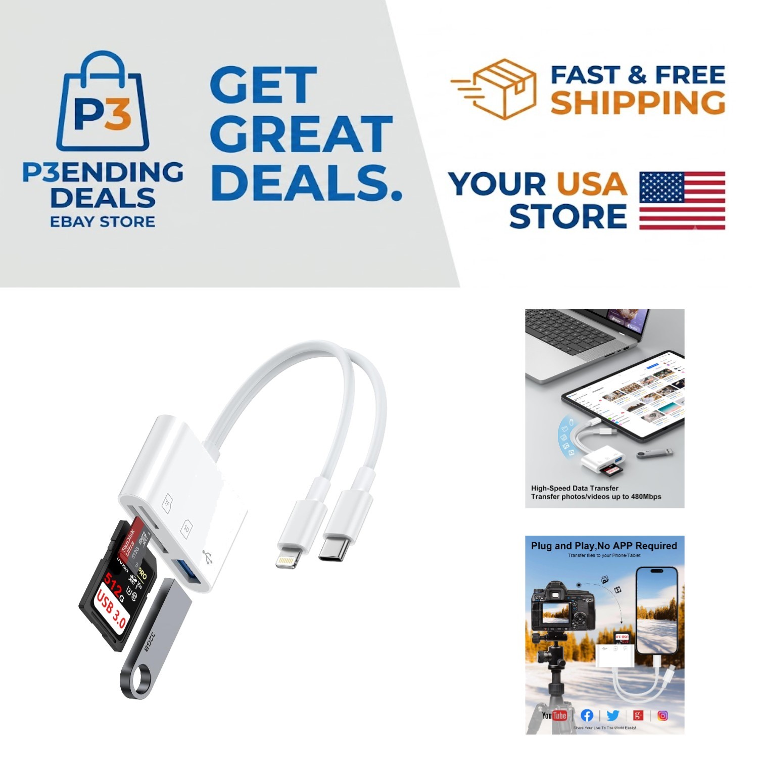 iPhone & iPad USB C Card Reader - Fast 1TB Capacity for Effortless File Transfer