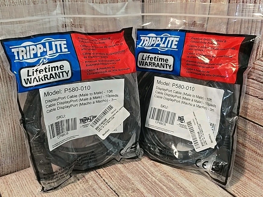 LOT OF 2 TRIPP-LITE P580-006 DISPLAY PORT CABLE ( MALE TO MALE ) 6FT