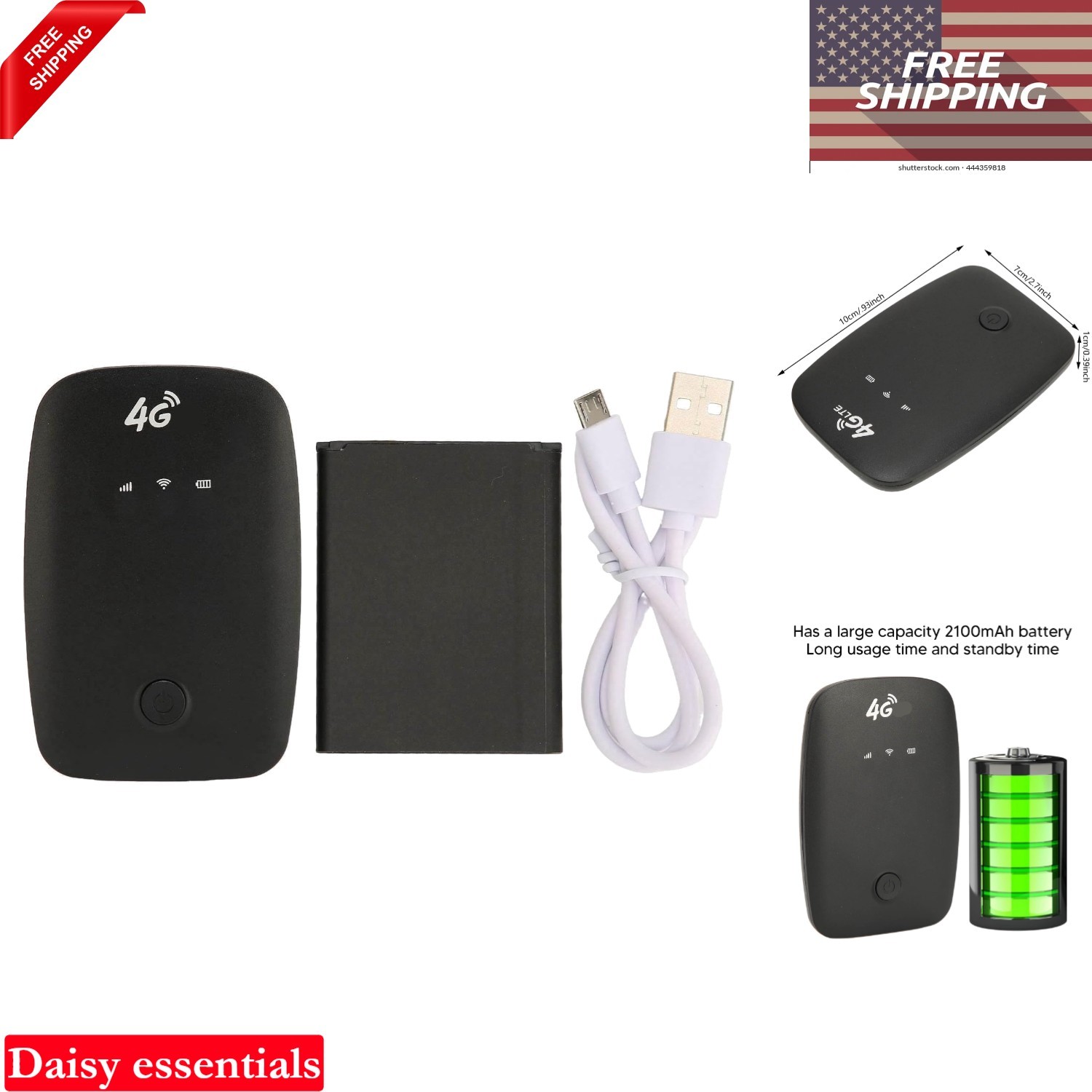 4G LTE WiFi Hotspot Portable Router with Micro SIM Slot 150Mbps Travel Busine...