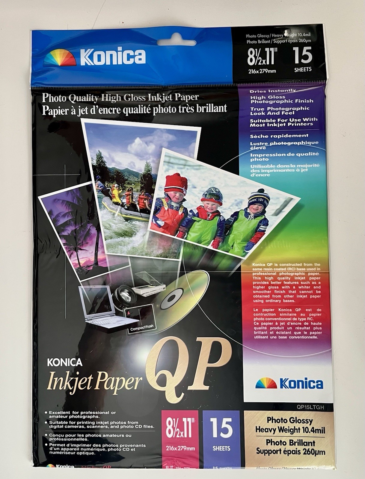 Konica Photo Quality High Gloss Ink Jet Paper 8 1/2 X 11 - 15 Sheets Printer New