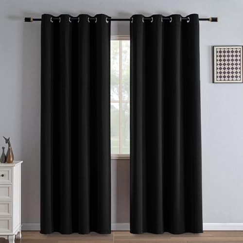 out Curtains 84 Inch Length 2 Panels Set Out 52"W x 84"L (Pack of 2) Black