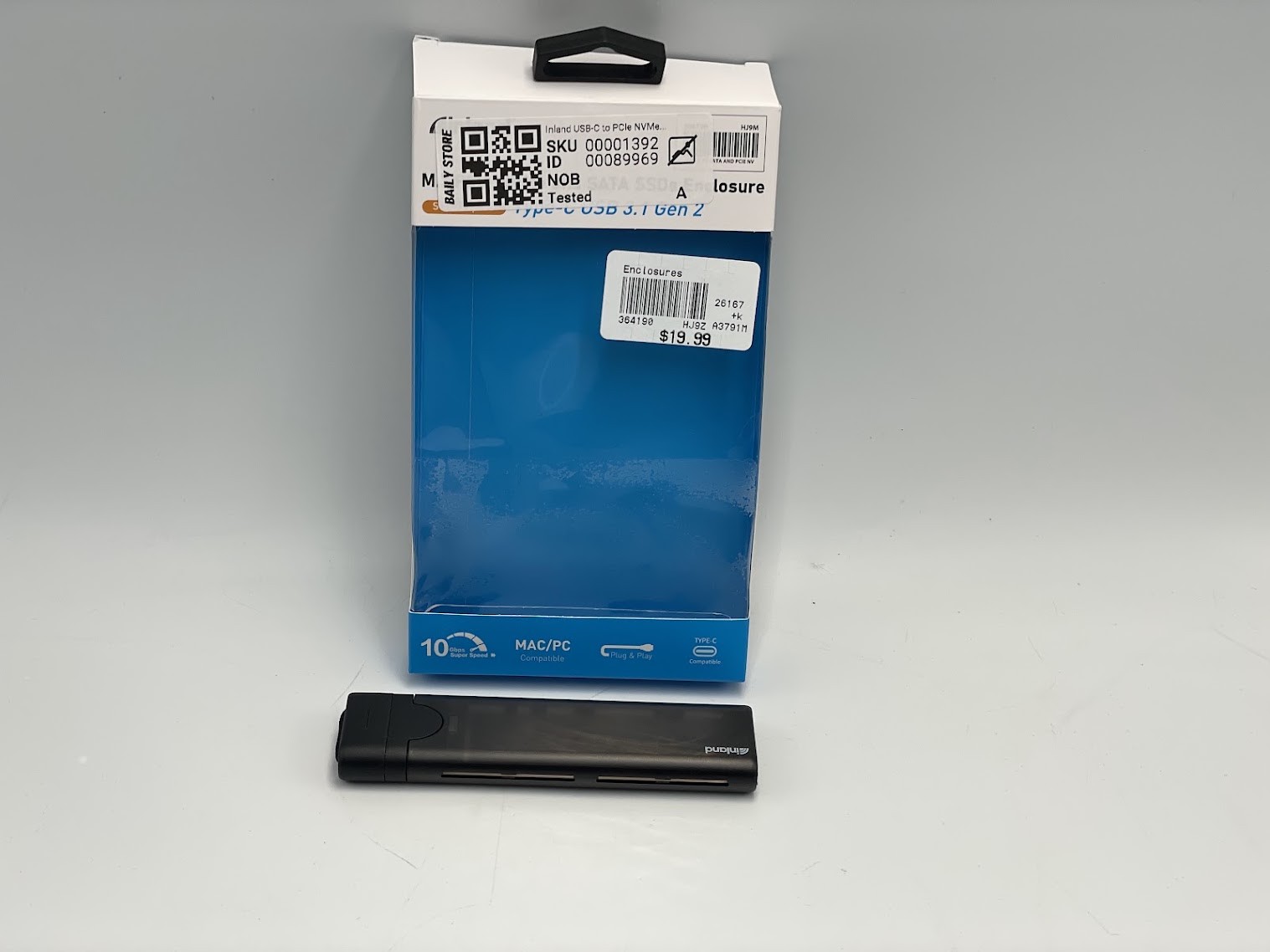 Inland USB-C to PCIe NVMe SSD Tool-Free Enclosure