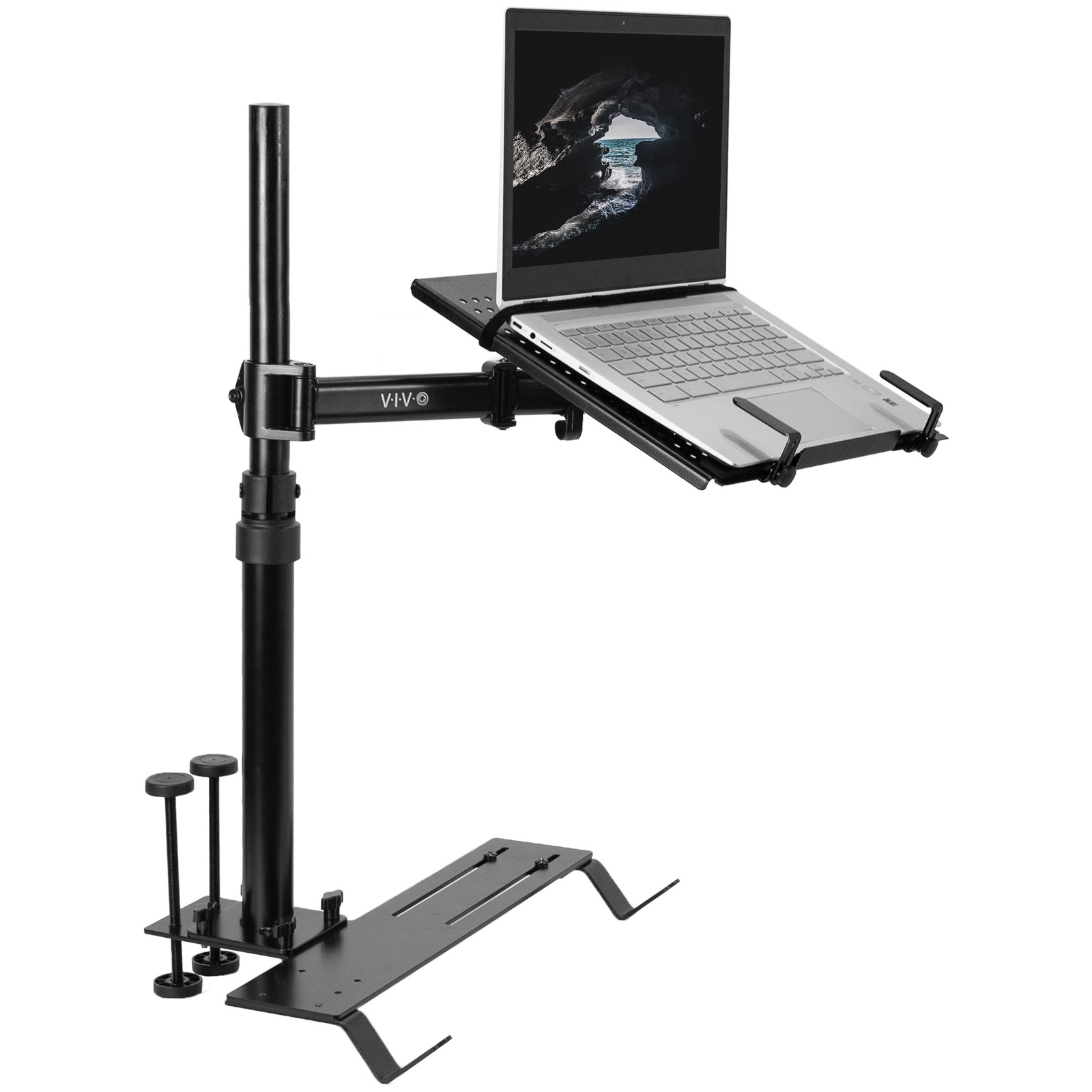 VIVO Single Laptop Notebook Car Mount, Swivel Arm Adjustable Extension Clamp